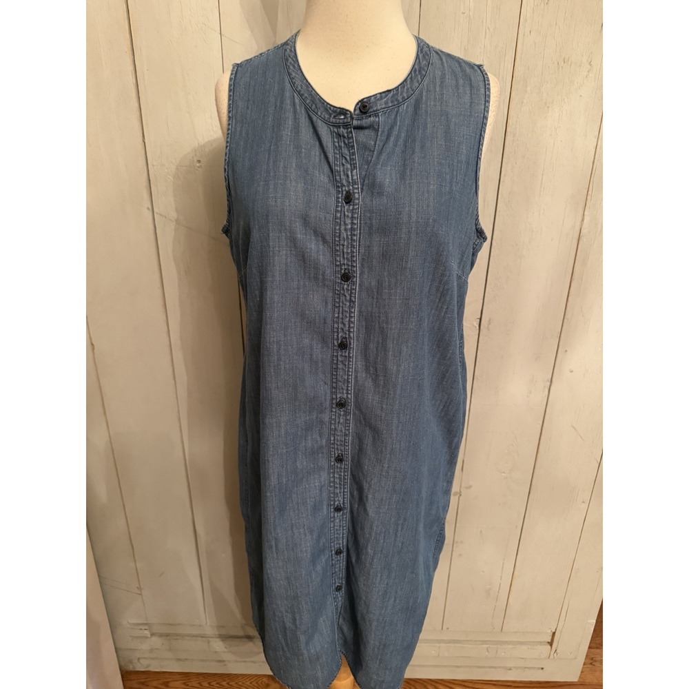 J.Crew Cotton Lyocell Denim‎ Straight Fit Sleeveless Shirt Above Knee Dress S